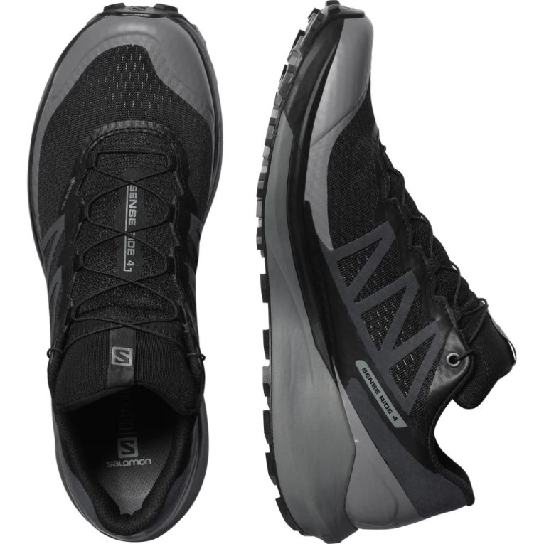 Black Salomon Sense Ride 4 GTX Invisible Fit Men's Trail Running Shoes | IE OF5836